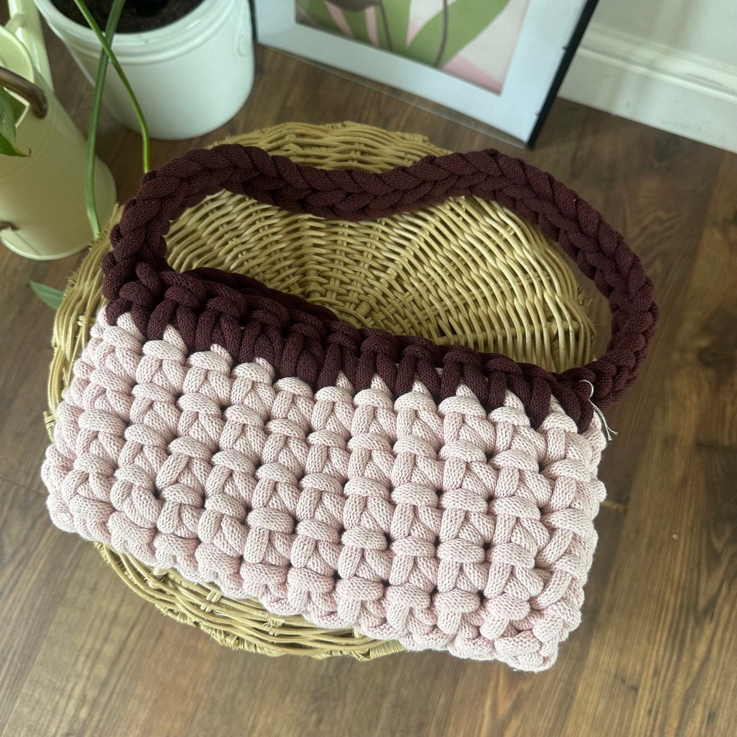 Small Light Pink and Burgundy Shoulder Bag