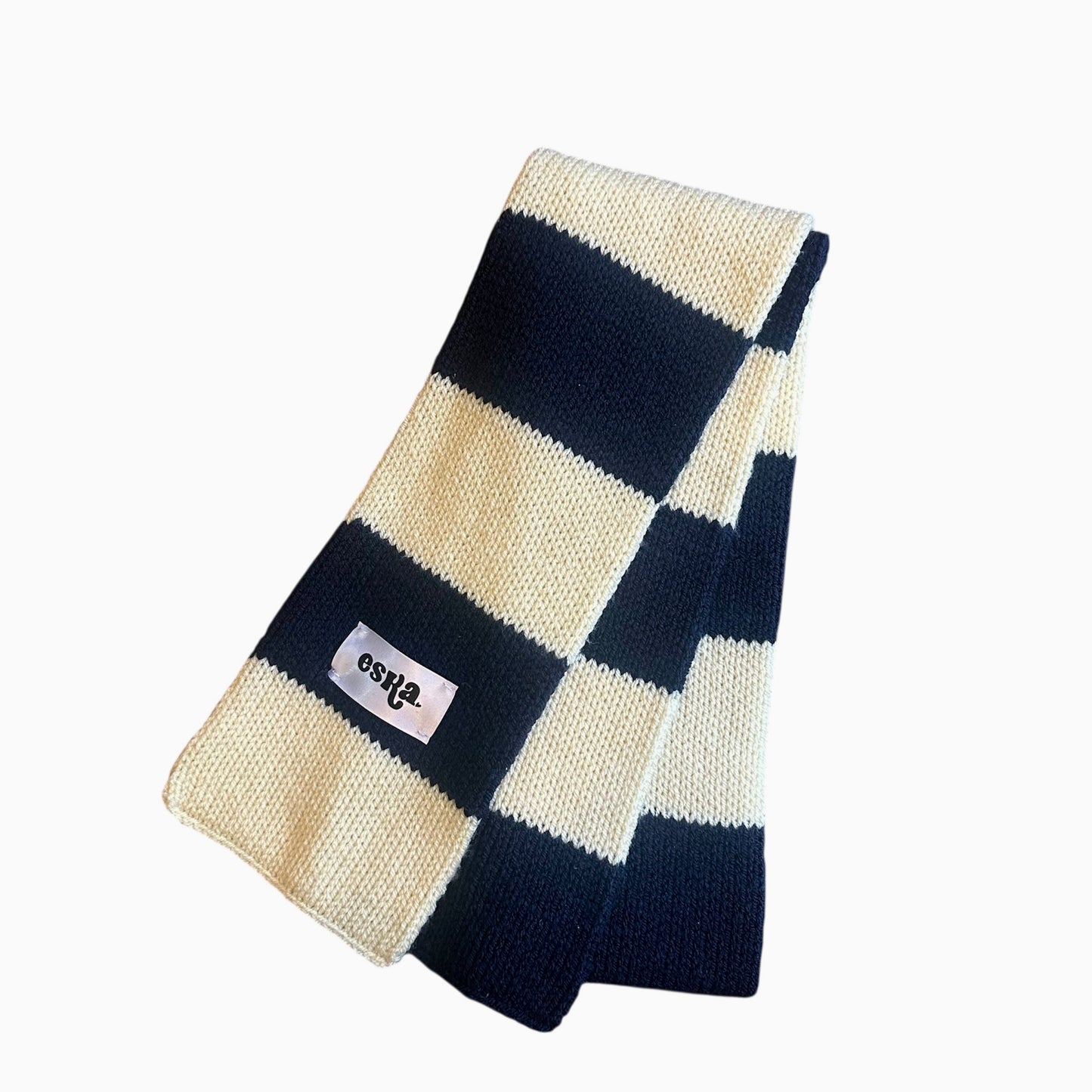 Cream and Navy Scarf