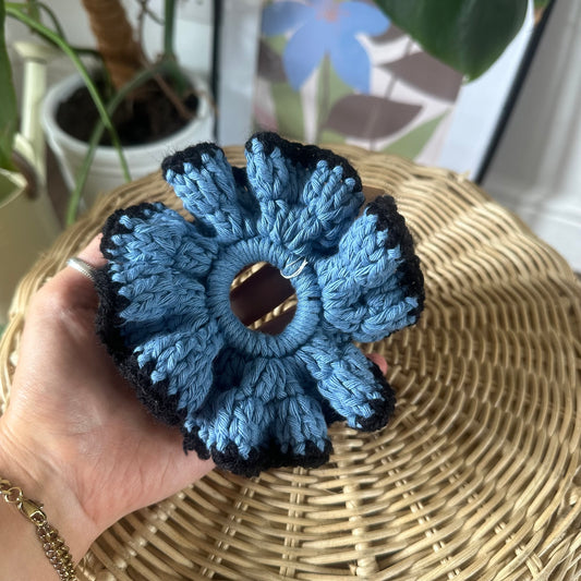 Blue and Black Big Scrunchie