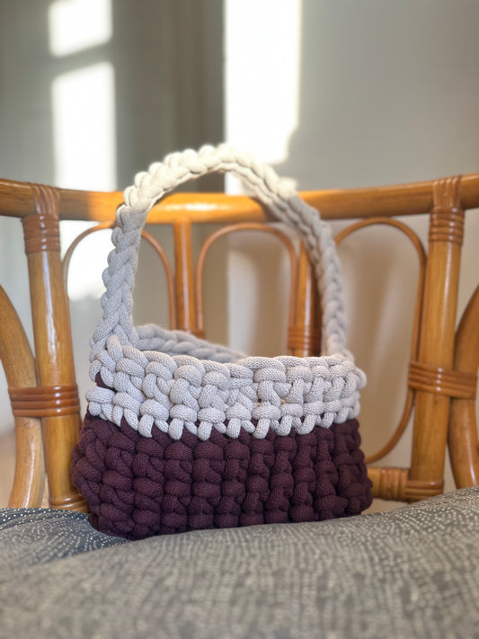 Small Burgundy and Beige Handbag