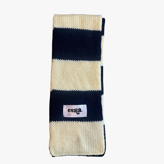 Cream and Navy Scarf