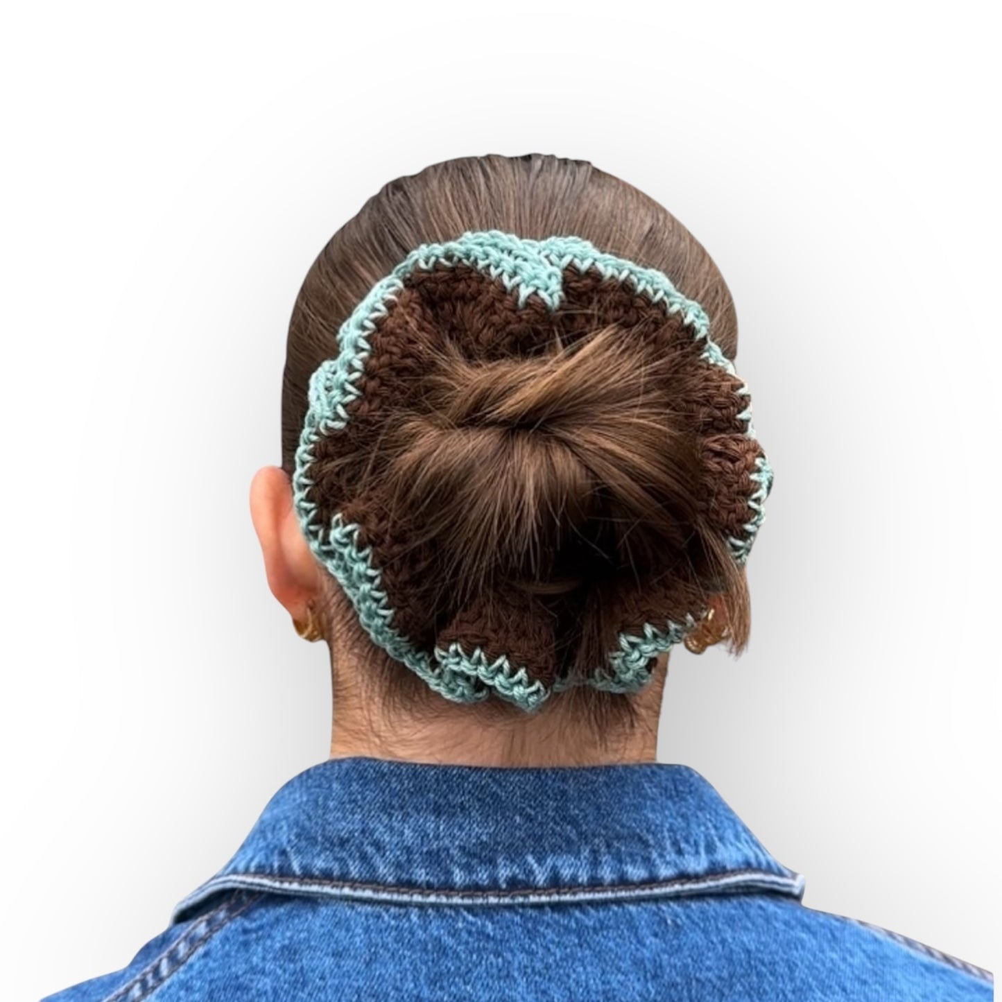 Turquoise and Brown Big Scrunchie