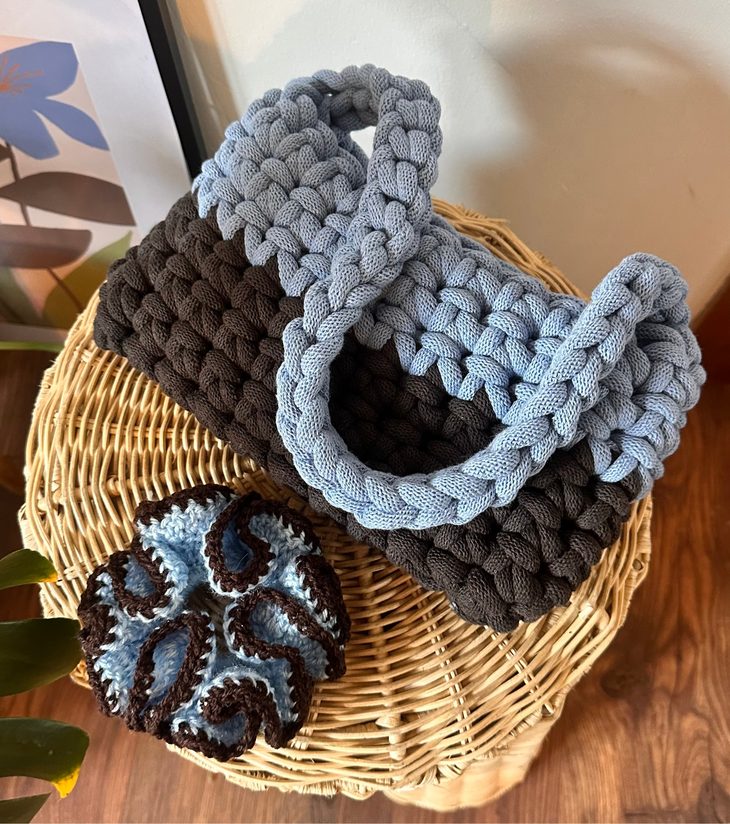 Small Perfect Blue and Espresso Shoulder Bag