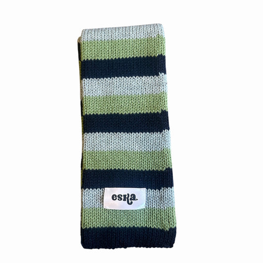 Grey Green and Navy Scarf