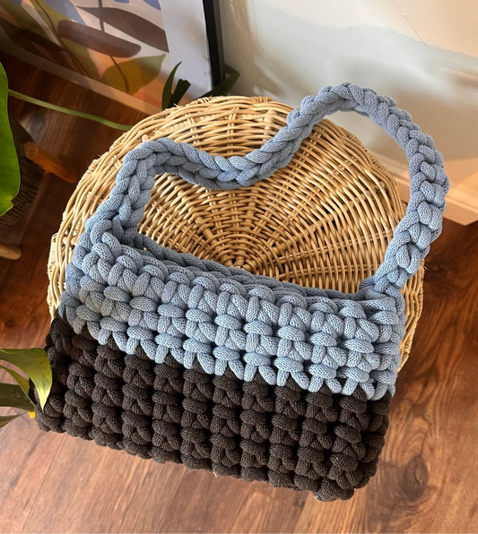 Small Perfect Blue and Espresso Shoulder Bag