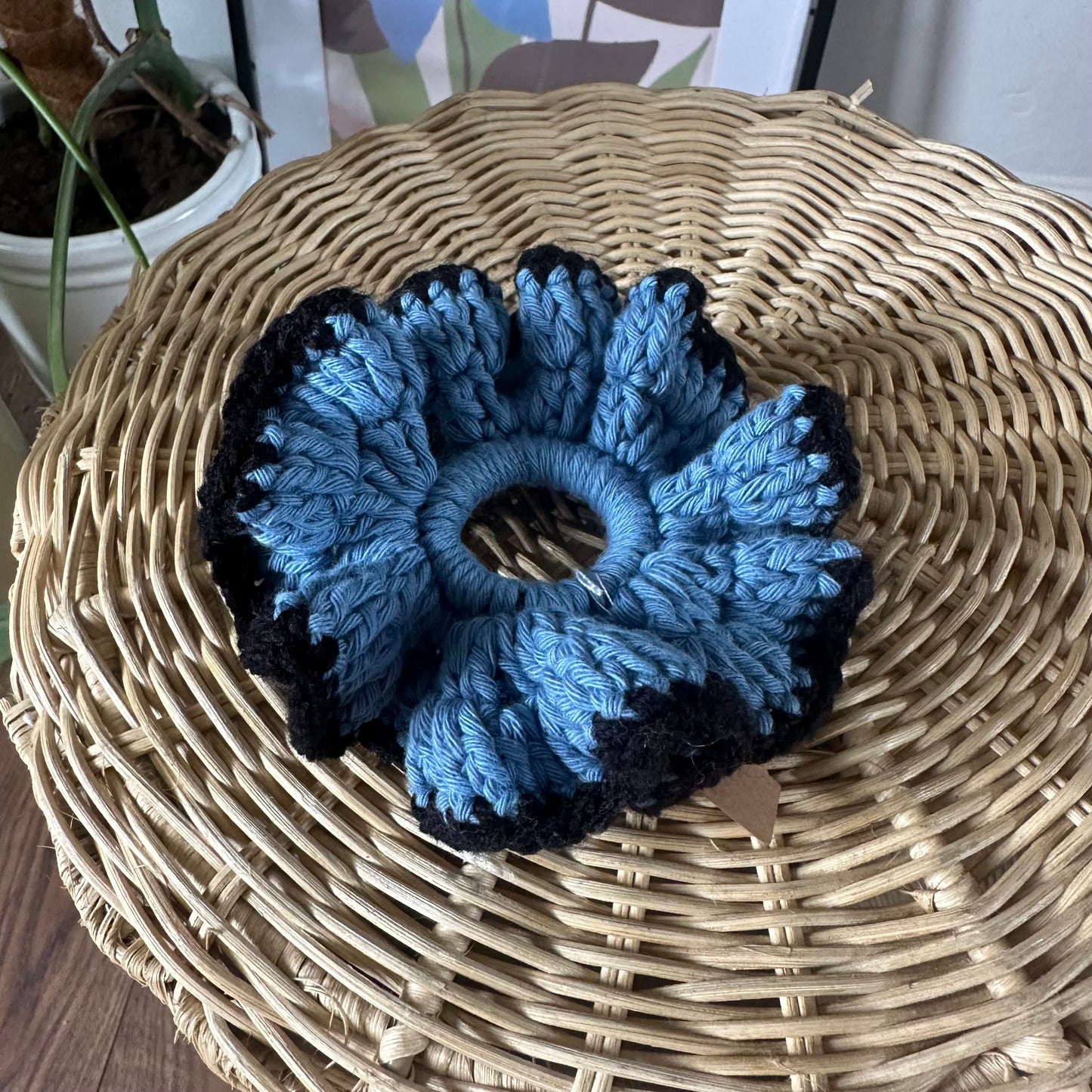 Blue and Black Big Scrunchie