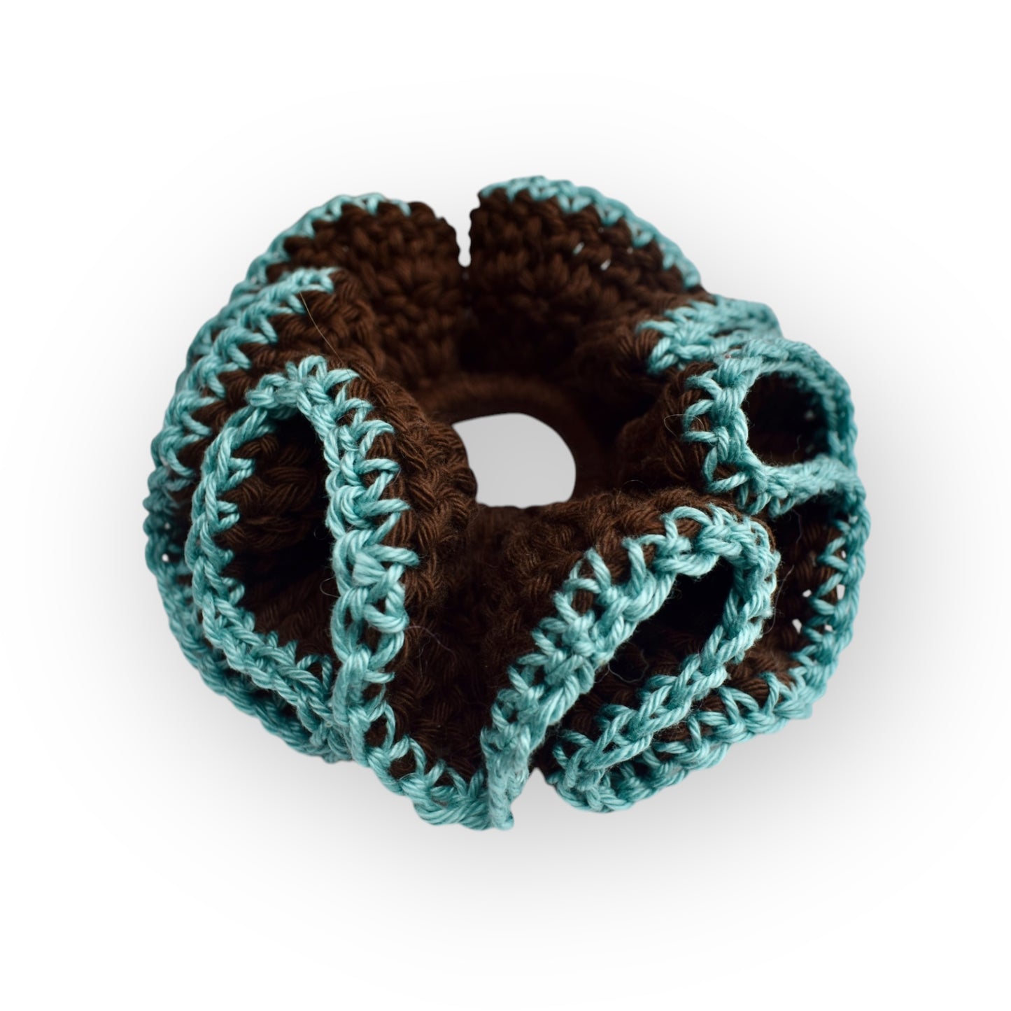 Turquoise and Brown Big Scrunchie